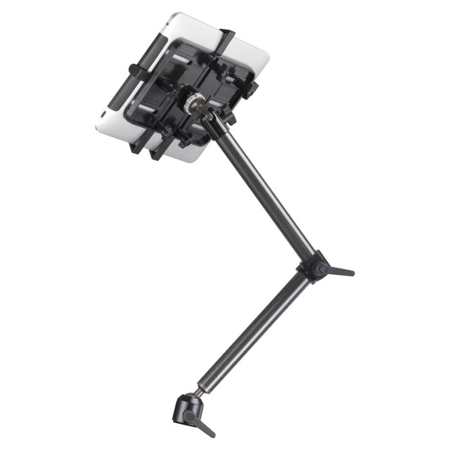 Onyx Mount adjustable arm holding a tablet, designed for flexible positioning and secure attachment.