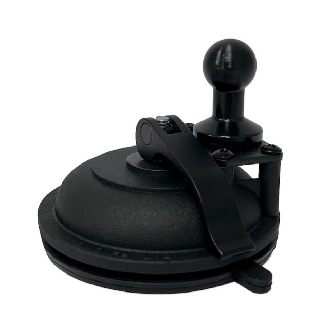 Suction cup mounting base with ball connector for stable device placement.