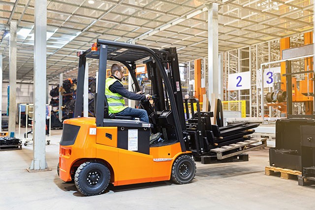 Forklift in warehouse, ideal for Forklift Mount and OEM Mount installation